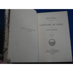 Mémoires de la Société de Paris et de l'Ile de France. Tome XXII...