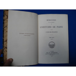 Mémoires de la société de Paris et de l'ile de France. Tome XXVII...