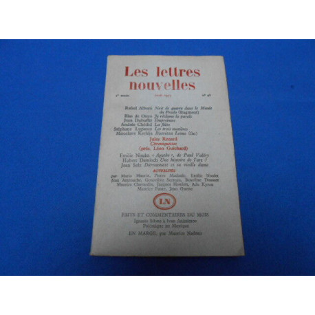 Revue: Les Lettres Nouvelles. N°48 Avril 1957